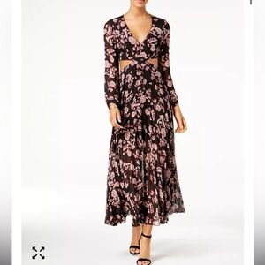 BARDOT floral print side cutout long sleeve maxi dress boho flowy size 6 small